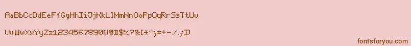 フォントThinPixel7 – ピンクの背景に茶色のフォント