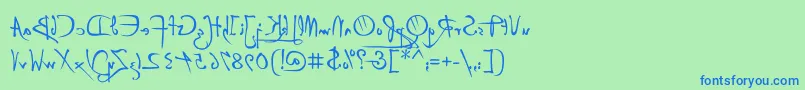 P22DaVinciBackwards Font – Blue Fonts on Green Background