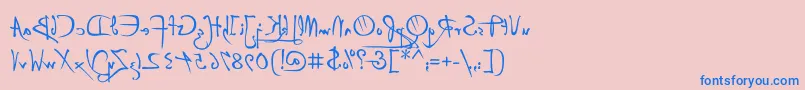 P22DaVinciBackwards Font – Blue Fonts on Pink Background