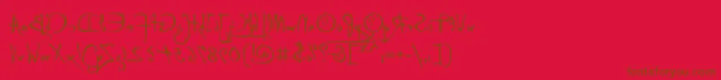 P22DaVinciBackwards Font – Brown Fonts on Red Background
