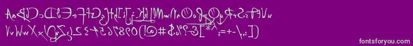 P22DaVinciBackwards-Schriftart – Grüne Schriften auf violettem Hintergrund