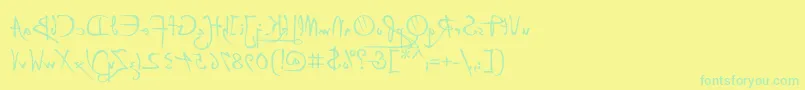 P22DaVinciBackwards Font – Green Fonts on Yellow Background