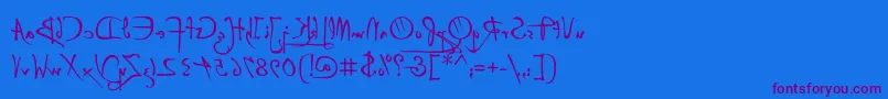 P22DaVinciBackwards Font – Purple Fonts on Blue Background