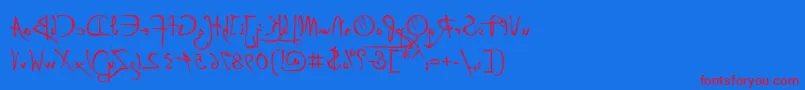 Fonte P22DaVinciBackwards – fontes vermelhas em um fundo azul