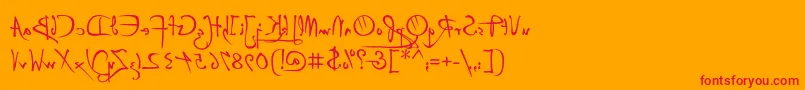 P22DaVinciBackwards Font – Red Fonts on Orange Background