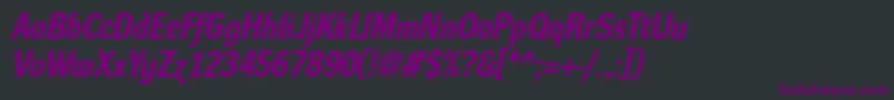 Czcionka DynagroteskrmBolditalic – fioletowe czcionki na czarnym tle