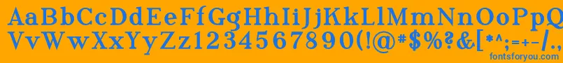 PhosphorusTriselenide-Schriftart – Blaue Schriften auf orangefarbenem Hintergrund