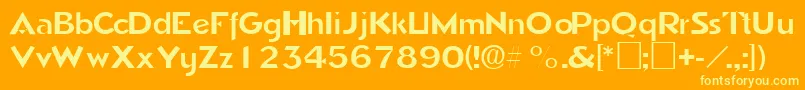 TricornesskRegular-Schriftart – Gelbe Schriften auf orangefarbenem Hintergrund