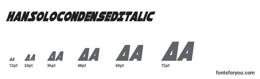 Размеры шрифта HanSoloCondensedItalic