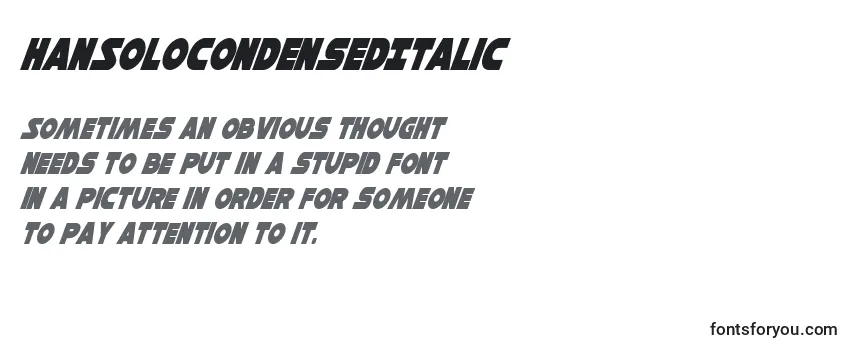 Review of the HanSoloCondensedItalic Font