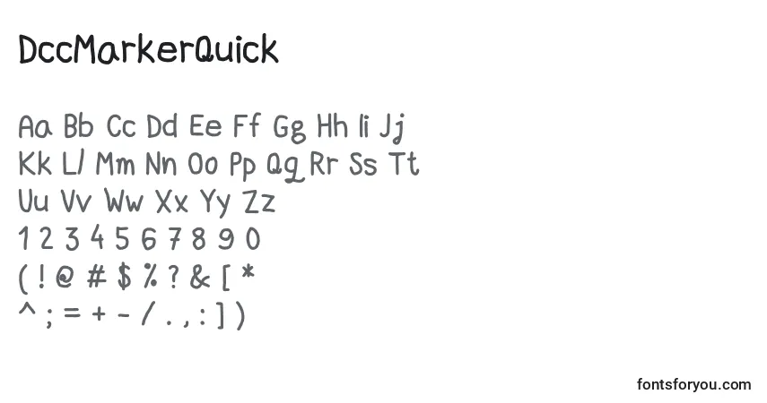 Czcionka DccMarkerQuick – alfabet, cyfry, specjalne znaki