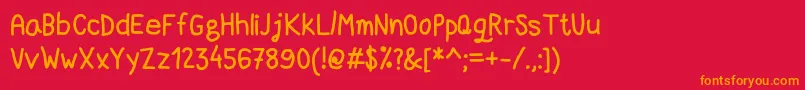 フォントDccMarkerQuick – 赤い背景にオレンジの文字