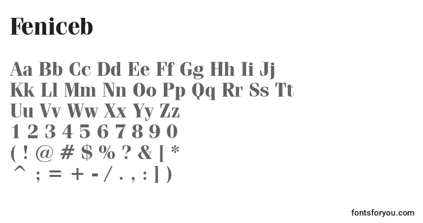 Schriftart Feniceb – Alphabet, Zahlen, spezielle Symbole