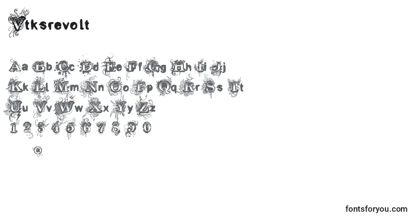 Czcionka Vtksrevolt – alfabet, cyfry, specjalne znaki