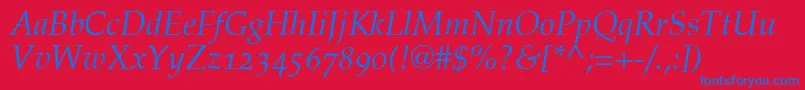 PalatinoItalicOldStyleFigures Font – Blue Fonts on Red Background