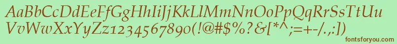 PalatinoItalicOldStyleFigures Font – Brown Fonts on Green Background