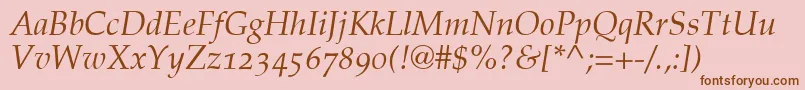 PalatinoItalicOldStyleFigures Font – Brown Fonts on Pink Background