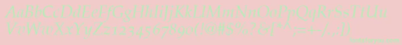 PalatinoItalicOldStyleFigures Font – Green Fonts on Pink Background