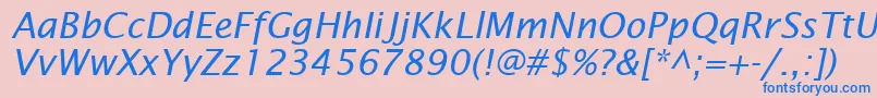 フォントLucidaSansItalic – ピンクの背景に青い文字