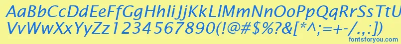 フォントLucidaSansItalic – 青い文字が黄色の背景にあります。