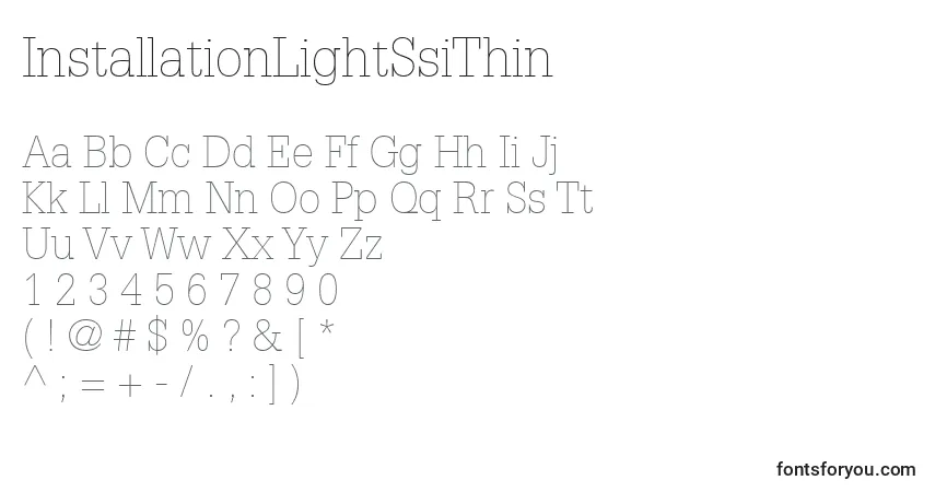 Шрифт InstallationLightSsiThin – алфавит, цифры, специальные символы