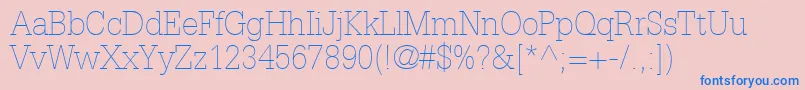 フォントInstallationLightSsiThin – ピンクの背景に青い文字