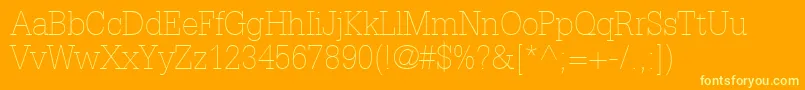 InstallationLightSsiThin-fontti – keltaiset fontit oranssilla taustalla