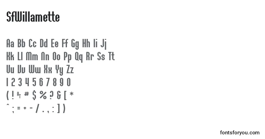 Fuente SfWillamette - alfabeto, números, caracteres especiales