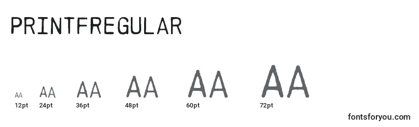 Размеры шрифта PrintfRegular