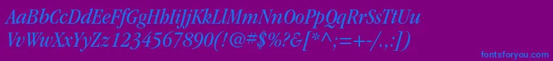 Шрифт ItcgaramondstdBkcondita – синие шрифты на фиолетовом фоне