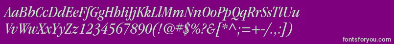 ItcgaramondstdBkcondita Font – Green Fonts on Purple Background