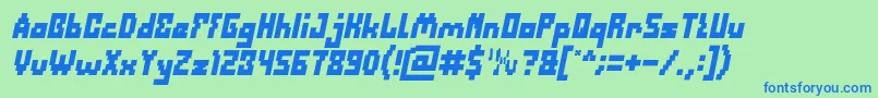 DefragmentedBoldItalic Font – Blue Fonts on Green Background