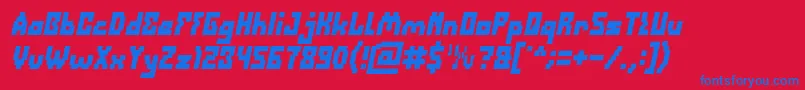 DefragmentedBoldItalic Font – Blue Fonts on Red Background