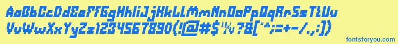 DefragmentedBoldItalic Font – Blue Fonts on Yellow Background