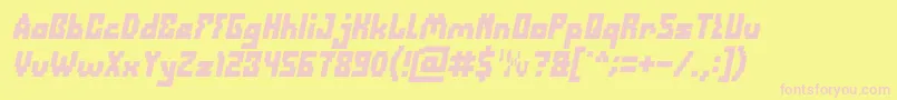 DefragmentedBoldItalic Font – Pink Fonts on Yellow Background