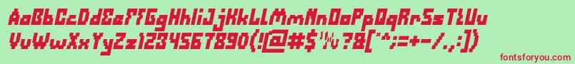 DefragmentedBoldItalic Font – Red Fonts on Green Background