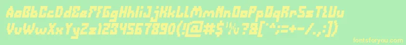 DefragmentedBoldItalic Font – Yellow Fonts on Green Background