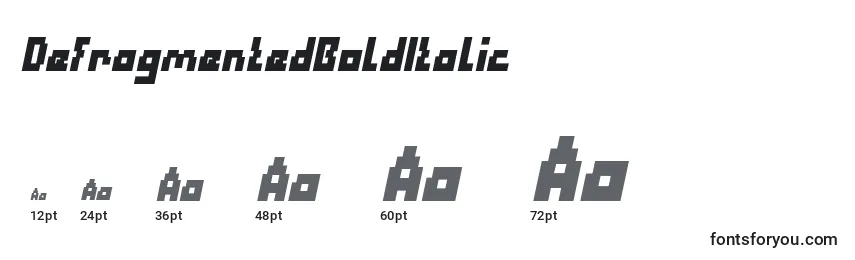 Размеры шрифта DefragmentedBoldItalic