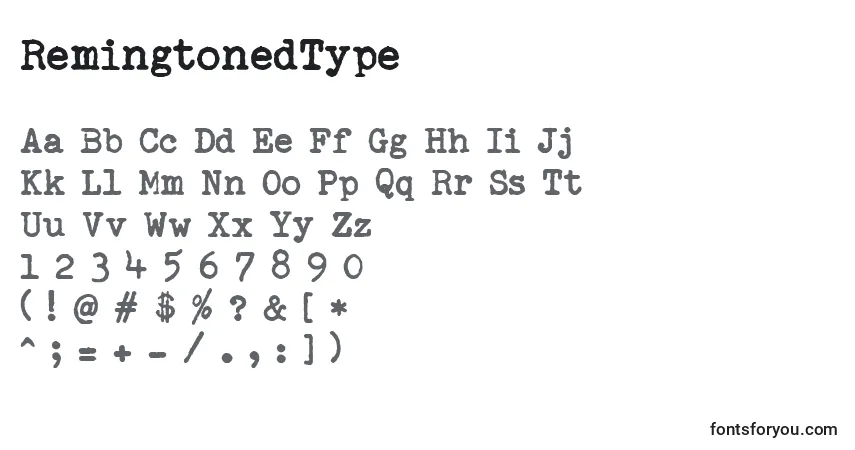 A fonte RemingtonedType – alfabeto, números, caracteres especiais