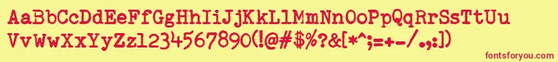 RemingtonedType Font – Red Fonts on Yellow Background