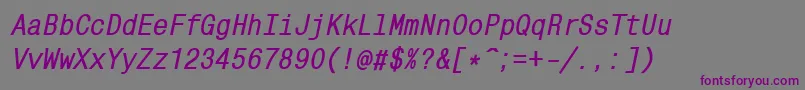 Шрифт MonocondensedcBoldItalic – фиолетовые шрифты на сером фоне
