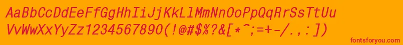 MonocondensedcBoldItalic Font – Red Fonts on Orange Background