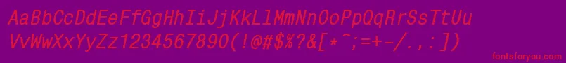 MonocondensedcBoldItalic Font – Red Fonts on Purple Background