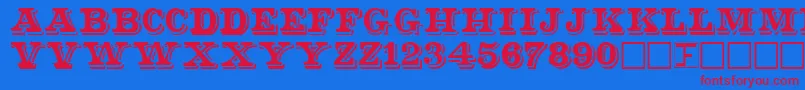 Shadser-Schriftart – Rote Schriften auf blauem Hintergrund