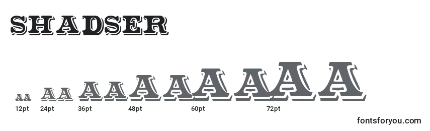 Размеры шрифта Shadser