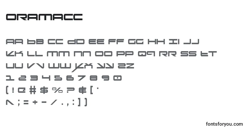 Schriftart Oramacc – Alphabet, Zahlen, spezielle Symbole