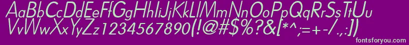 DreamspeakItalic Font – Green Fonts on Purple Background