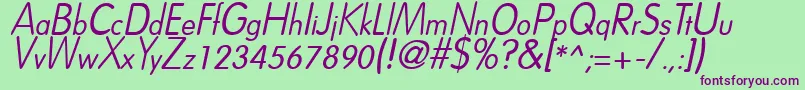 Czcionka DreamspeakItalic – fioletowe czcionki na zielonym tle