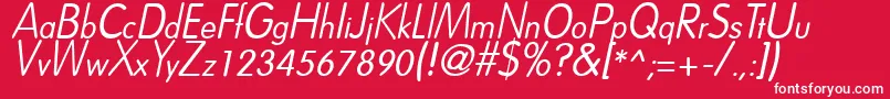 Fonte DreamspeakItalic – fontes brancas em um fundo vermelho