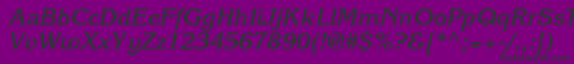 KorinnastdBoldkursiv-fontti – mustat fontit violetilla taustalla